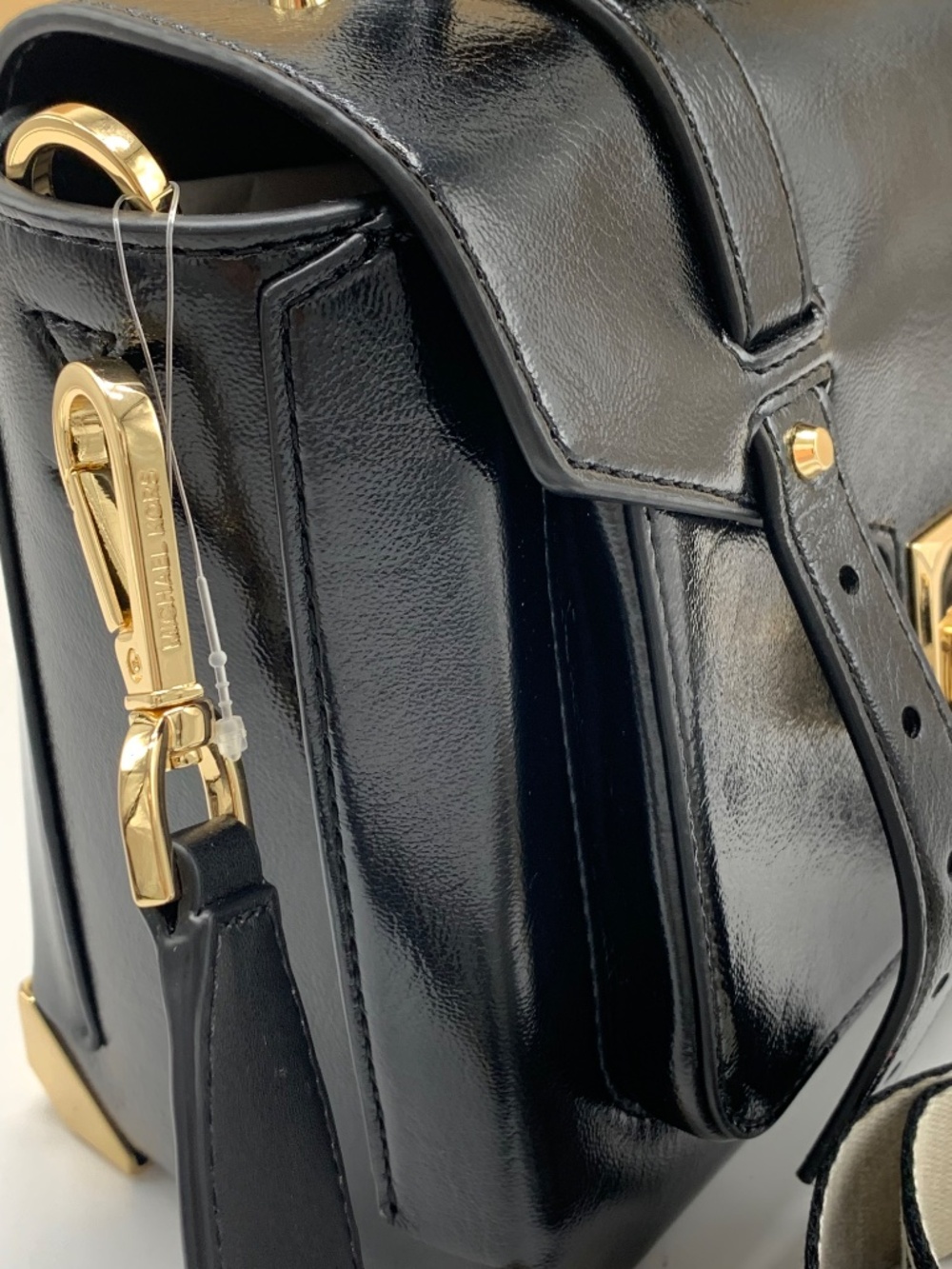 Michael kors Manhattan Medium Patent Faux Leather Satchel Black - Picture 6 of 15